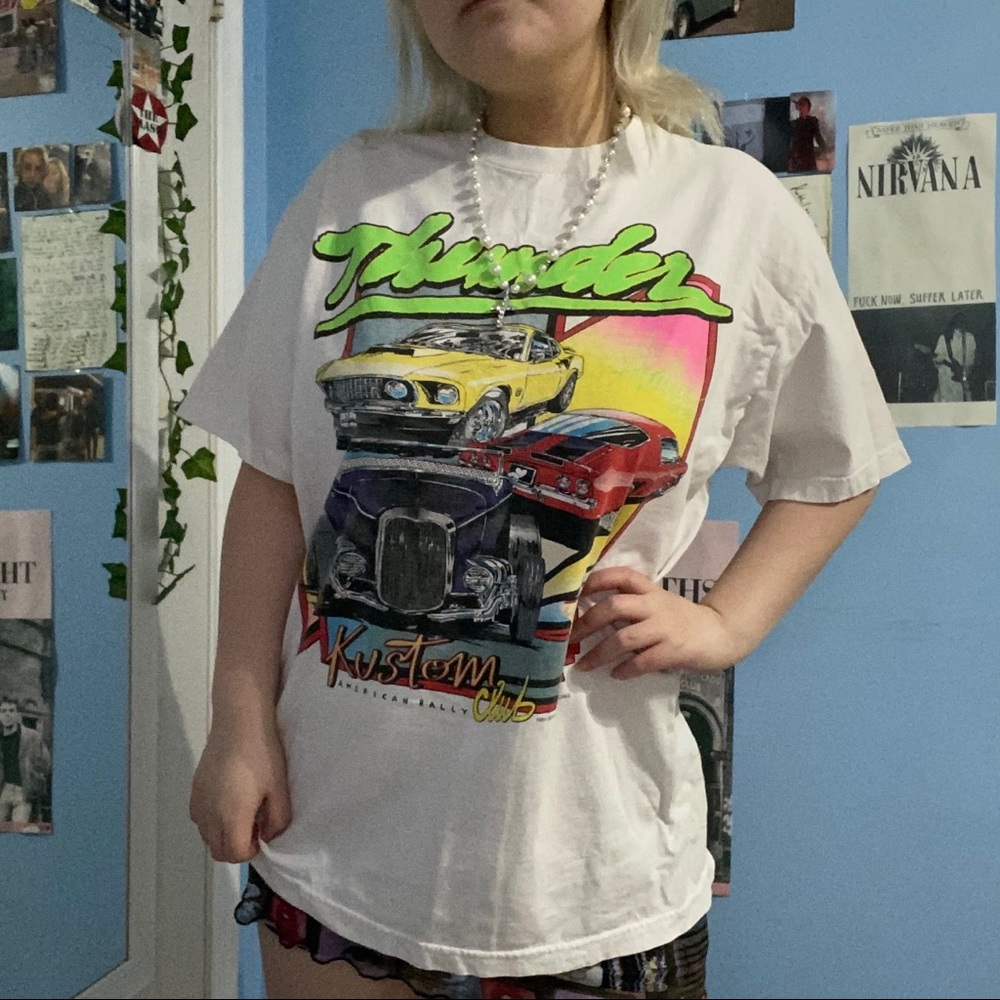 Brandy John galt retro neon car tshirt